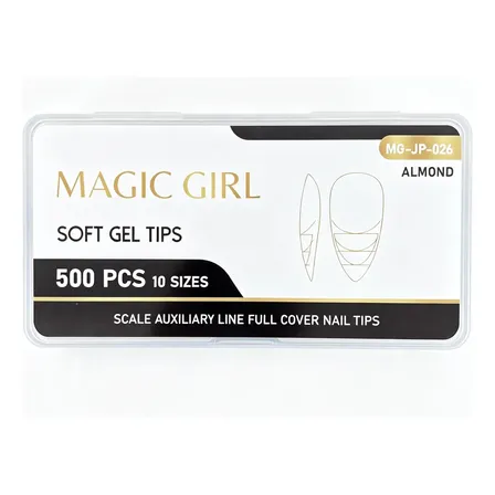 Tips Uñas Soft Gel Forma Almendra Mate 500 Unidades Transparente