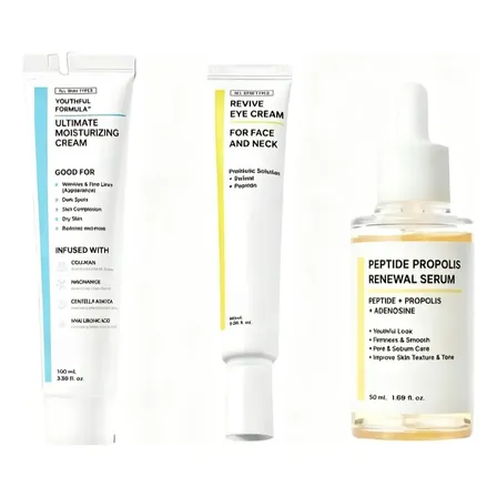 Anti-aging Face Cream Set (3-piece) Contains Peptides