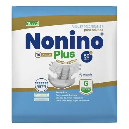 Nonino Plus Elastizado Talle Grande G Por 16 Unidades