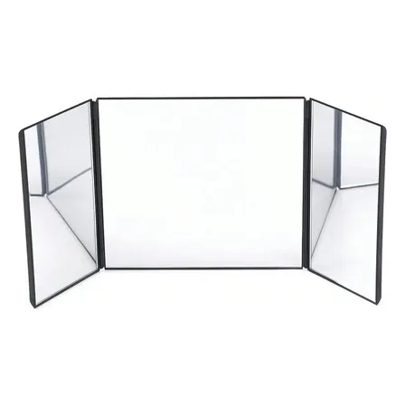 Espejo De Maquillaje Para Parasol Auto Triple Plegable Universal Negro