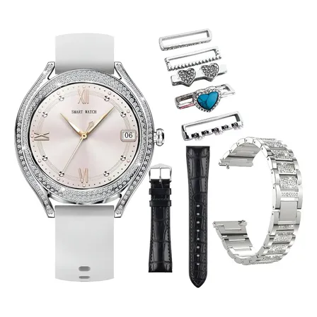 Smartwatch Variic V9 Vogue Silver Plus Triple Correas Y Pins Caja Plata Malla Gris Bisel Gris Diseño De La Malla Milanese