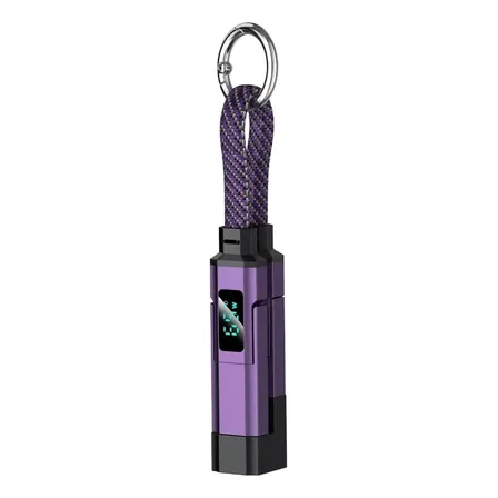 Llavero Cable Cargador Y Datos Para Celular Violeta