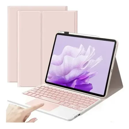 Funda Con Teclado Bluetooth Mousepad Para iPad 10 11 A16 Rosa