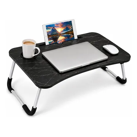 Mesa Plegable Para Notebook Cama Con Posavasos Y Soporte Negro