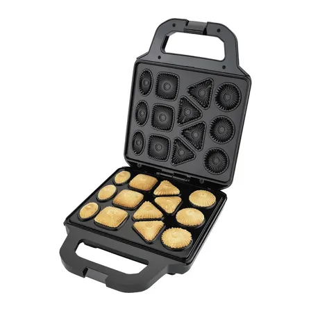 Waflera Eléctrica Suono Cookies Maker Antiadherente Plancha Diseño De Galletitas Desayuno Cocina Hogar Multifunción Repostería 1200w Negro