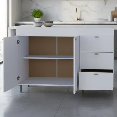Bajo Mesada Cocina 120 Melamina Muebles Orlandi Color Blanco - Manija