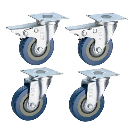 4 Ruedas Giratorias 75 Mm - 2 Con Freno  - 280 Kilos Total Azul Acero