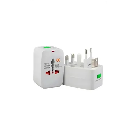 Pack 2 Adaptadores Universales Viaje Enchufe Internacional 110V 250V Compatible Europa USA Reino Unido Asia Australia Cargador Compacto Celular Notebook Tablet Cámara
