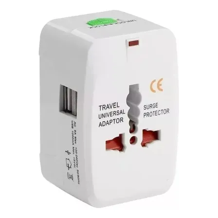 Adaptador Viajero Cargador 2 Usb Enchufe Universal