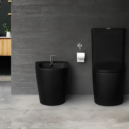Combo Sanitario Baño Inodoro Con Mochila + Bidet Porcelana Blue Negro