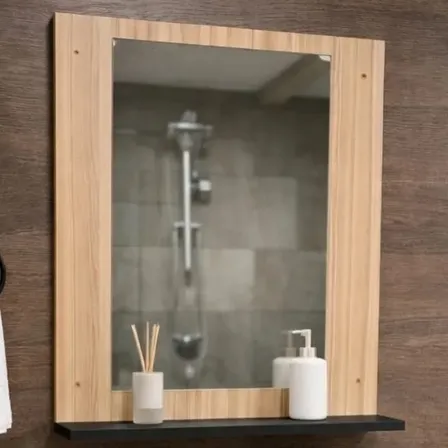 Botiquin Con Espejo Moderno Baño Con Estante Coco/negro