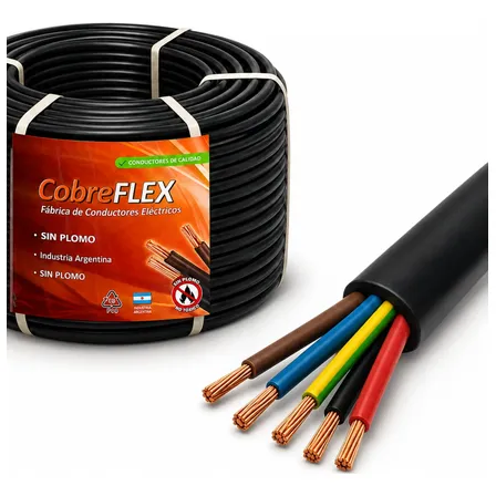 Cable Tipo Taller 5x1 Mm Para Tráiler Negro Por Metro Iram Negro