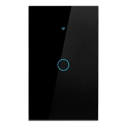 Interruptor Inteligente Pared Wifi Táctil Para Luz Compatible Con Tuya Smart Life 10 A Ac90v-250v Black 1 Gang