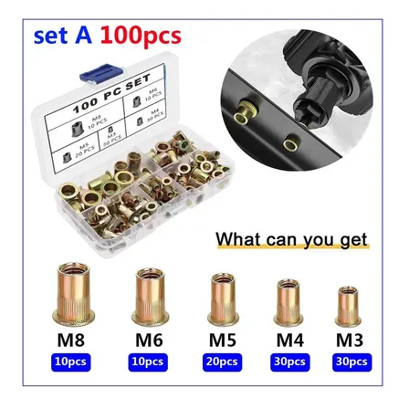 Kit Surtido Tuercas Remachables Métricas Acero