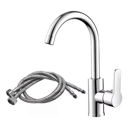Canilla Cocina Fría Caliente Antisalpique 60cm Negro