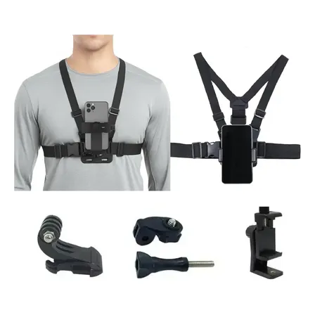 Soporte Torácico Ajustable Para Celular Y Cámaras Acción Negro