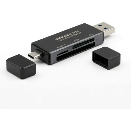 Lector De Tarjetas Sd Micro Sd Tf Cf Usb Usb-c Adaptador Gris