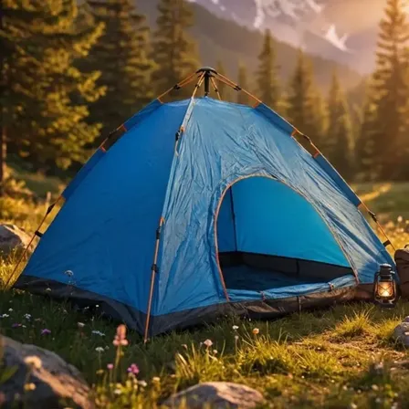 Carpa Camping 6 Personas Autoarmable Mtl Impermeable Azul Resistente Viento Lluvia Estructura Rapida Armado Facil Ventanas Mosquitero Piso Reforzado Mochila Transporte Outdoor Familiar Playa Montaña