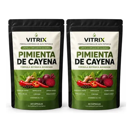 Vitrix Pimienta De Cayena Suplemento 60 Porciones Pack X2 Sin Sabor