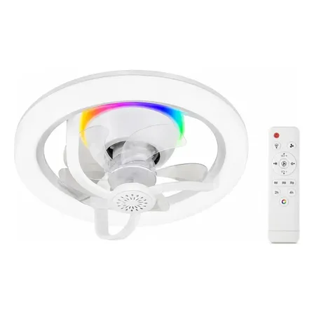 Foco Ventilador De Techo E27 360° Led Rgb Control Remoto 28 Cm 50/60hz Blanco Abs 5