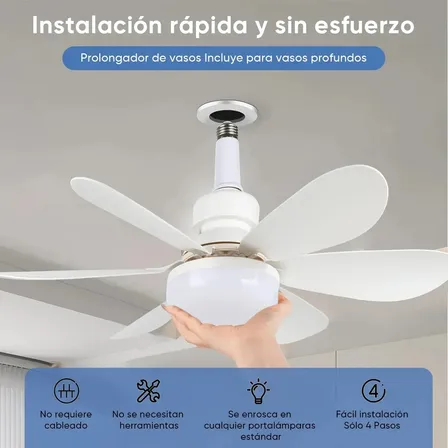 Ventilador Techo Con Luz Control Remoto 6 Aspas 52 Cm Blanco White Plástico 6
