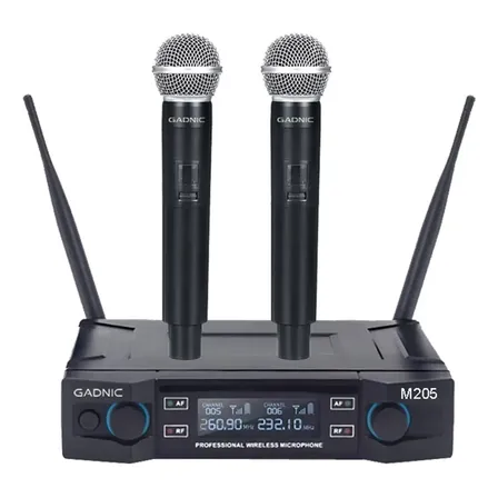 Micrófono Inalámbrico Gadnic UHF De Mano 2 Canales 100 Metros Profesional