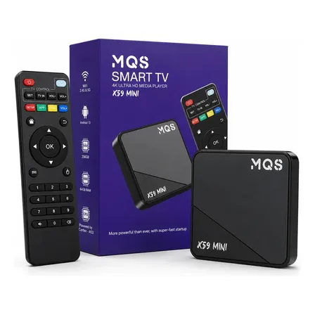 MQS Smart TV Box 4K Ultra HD 64GB RAM 256GB Android 13 HDMI Wi-Fi Modelo X59