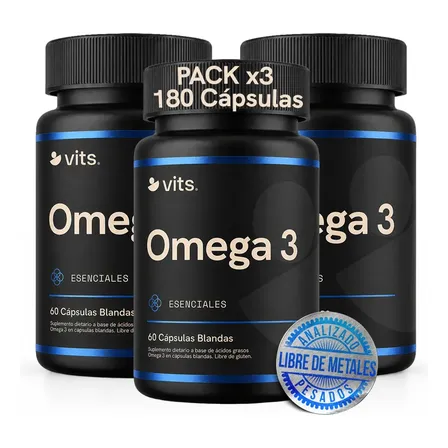 Omega 3 2000mg Libre de Metales Pesados 180 Cápsulas Blandas Aceite De Pescado Fórmula Alta En Epa + Dha Con Vitamina E Fish Oil Epa 360mg + Dha 240mg Sin Sabor