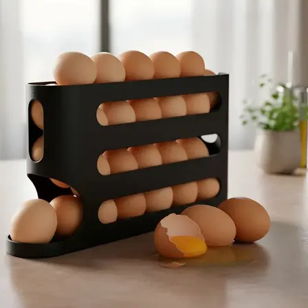 Huevera Plástica Contenedor De Huevos Para Heladera O Mesada Color Negro