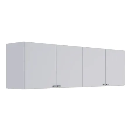 Alacena 160cm 4 Puertas Melamina C/ Estante Orlandi Cocina Blanco - Manija