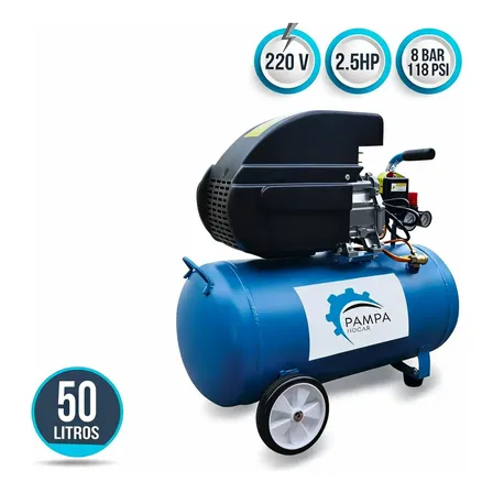 Compresor Aire Pampa Hogar 2,5hp 50 Litros Portatil