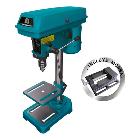Taladro Banco VÖHLER 250W Mandril 13mm Morsa VHTB13M Azul Petróleo