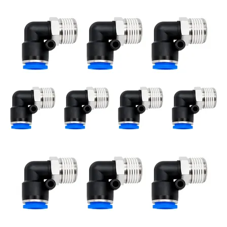 Conector Neumático Codo 90 X10u Rosca Y  Diam Tubo A Elegir Rosca 1/4 Tubo 8mm