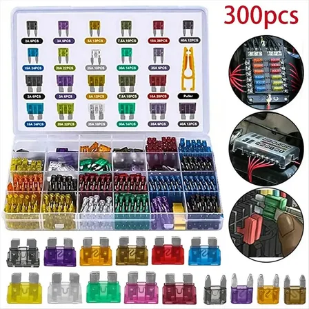 Kit Surtido Fusibles Tipo Cuchilla Para Auto 300 Piezas
