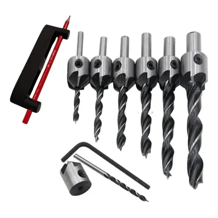 Set Fresas Mechas Brocas Avellanadoras  3-10 Mm C/marcador