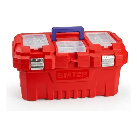 Caja De Herramientas 17  Reforzada Emtop Hebilla Metalica Rojo