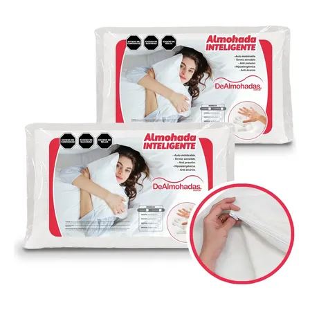 Combo X2 Almohadas Inteligentes Viscoelastica 60x35 + Fundas