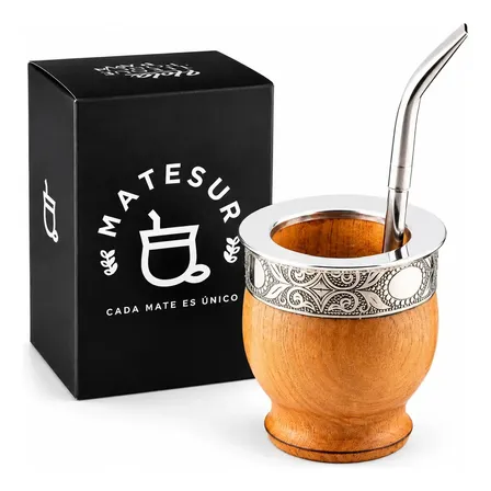 Mate Imperial Algarrobo Matesur Copita + Bombilla Acero Inox Marrón Claro
