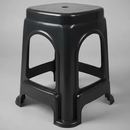 Banqueta Taburete Plástico Reforzado X6 Apilable Color Negro Brillante Negro