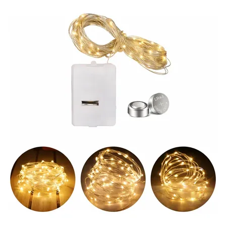Alambre De Led 1 Metro Con Pila Incluida Pack X 30 Unidades Cálida