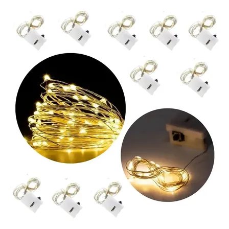 Guirnalda Luces Led Alambre X10 A Pilas Incluidas 2 Metros | Flexible Portatil Luces Navidad De Cobre Hadas Decoracion Frascos Centro De Mesa Manualidades Fiestas Cumpleanos San Valentin Luz Calida