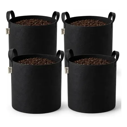 Maceta Tela Geotextil 40 Lts C/manija Huerta Cultivo X 4 Uni Negro Maceta 40 Litros Geotextil Vivro