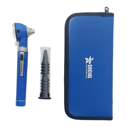 Otoscopio LED de fibra óptica profesional de color azul de 2,5 V