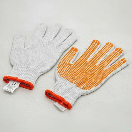 Guante Sin Costura Algodón Natural Moteado X 60 Pares Naranja
