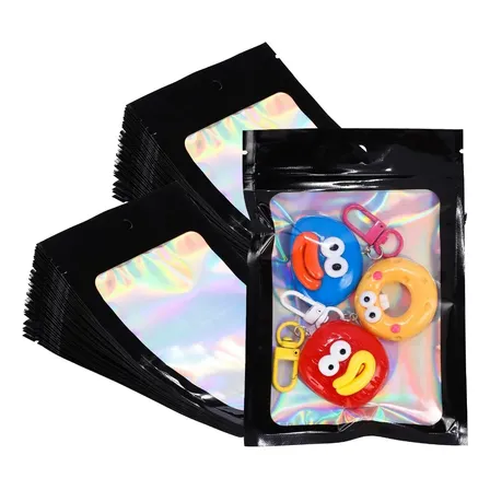 Bolsas De Mylar Holográficas Negras De 7 X 10 Cm, 200 Unidad Negro