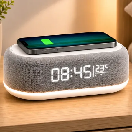 Parlante Despertador Bluetooth Cargador Inalambrico Luz Led Blanco