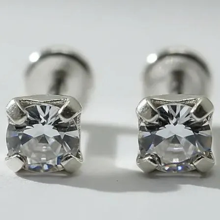 Aros Abridores Plata 925 Cristal Plateado