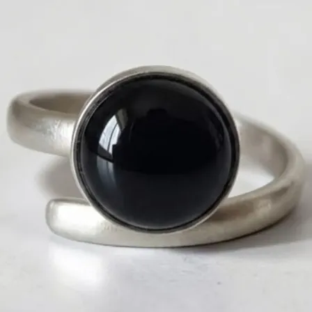 Anillos De Alpaca Artesanales Con Piedras Regulable Onix Negro Regulable