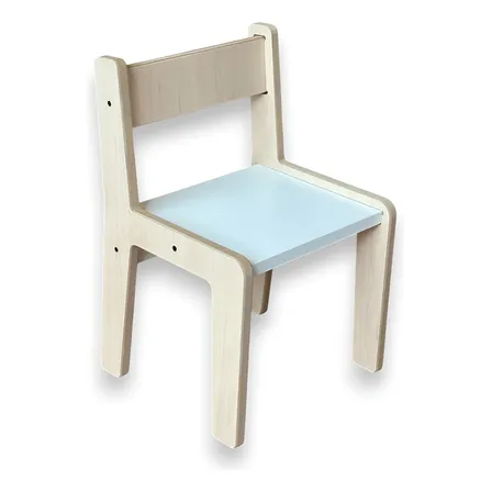 Silla Infantil De Madera Montessori Con Respaldo Niño Niña Blanco