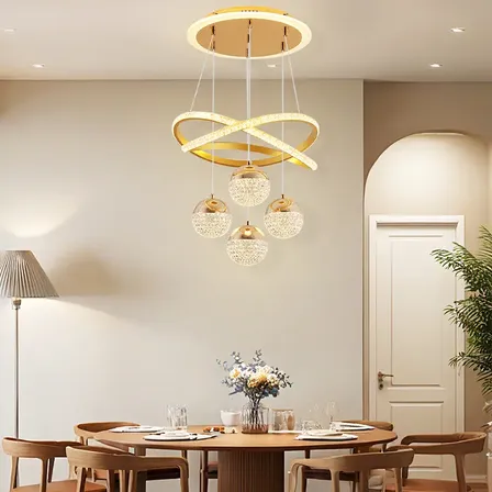Lampara Colgante Comedor Techo Led Estilo Moderno (3 En 1) Dorado